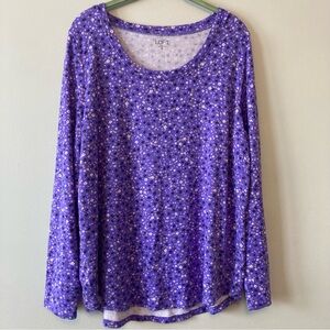 Loft Purple Top with Floral Print